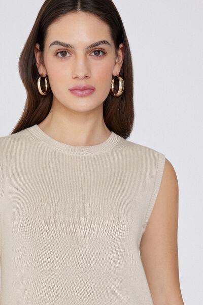 Ecru Fully-Fashioned Tank Top, 5701_334Y, large image number 3