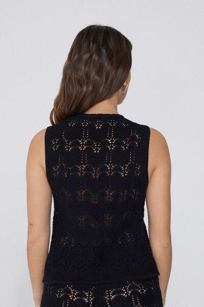 Black Crochet Gilet, , large image number 2