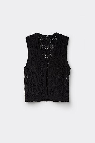 Black Crochet Gilet, , large image number 4
