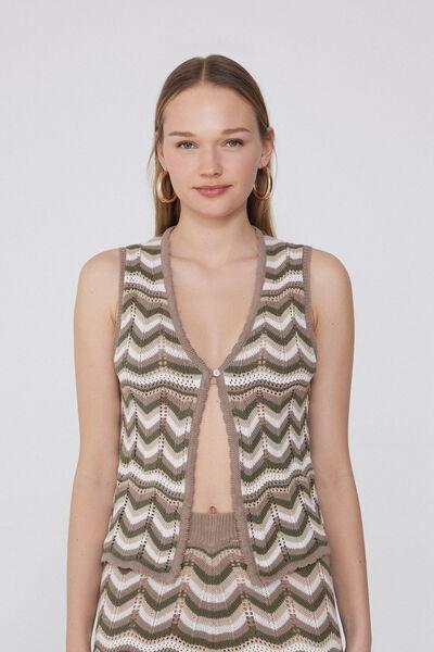 Brown Crochet Gilet, , large image number 0