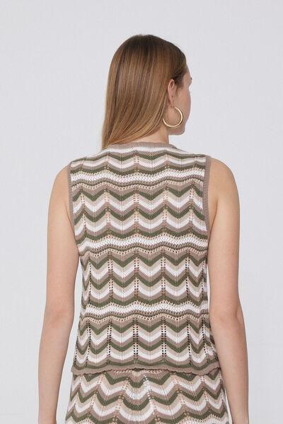 Brown Crochet Gilet, , large image number 2
