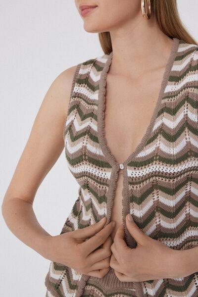 Brown Crochet Gilet, , large image number 3