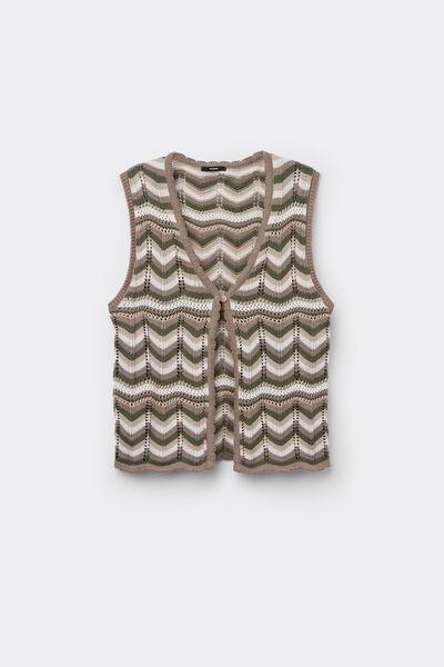 Brown Crochet Gilet, , large image number 4