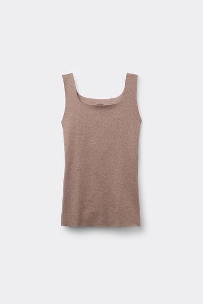 Brown Silk Touch Wide Shoulder Straps Tank Top, 5701_924Y, large image number 2