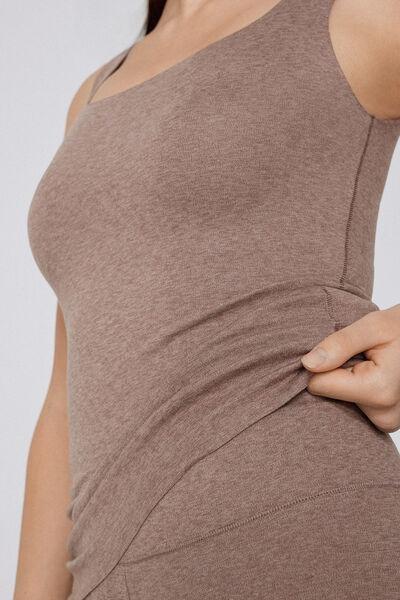 Brown Silk Touch Wide Shoulder Straps Tank Top, 5701_924Y, large image number 3