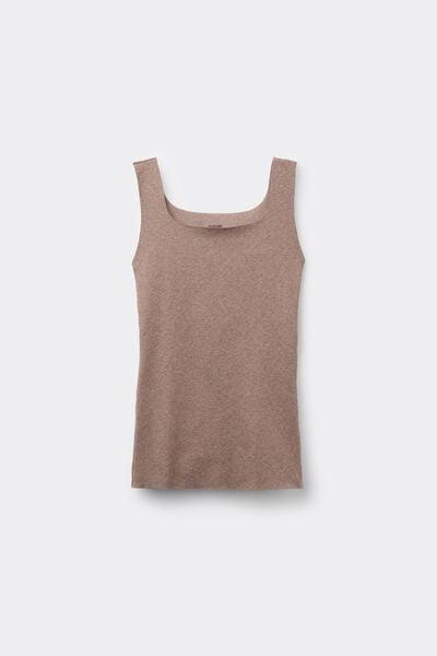 Brown Silk Touch Wide Shoulder Straps Tank Top, 5701_924Y, large image number 4