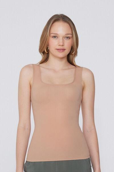 Beige Wide Shoulder Strap Camisole, Natural Blush, large image number 1