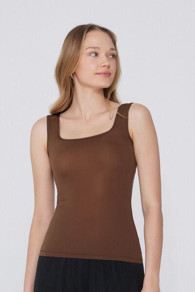 Beige Wide Shoulder Straps Camisole, , medium