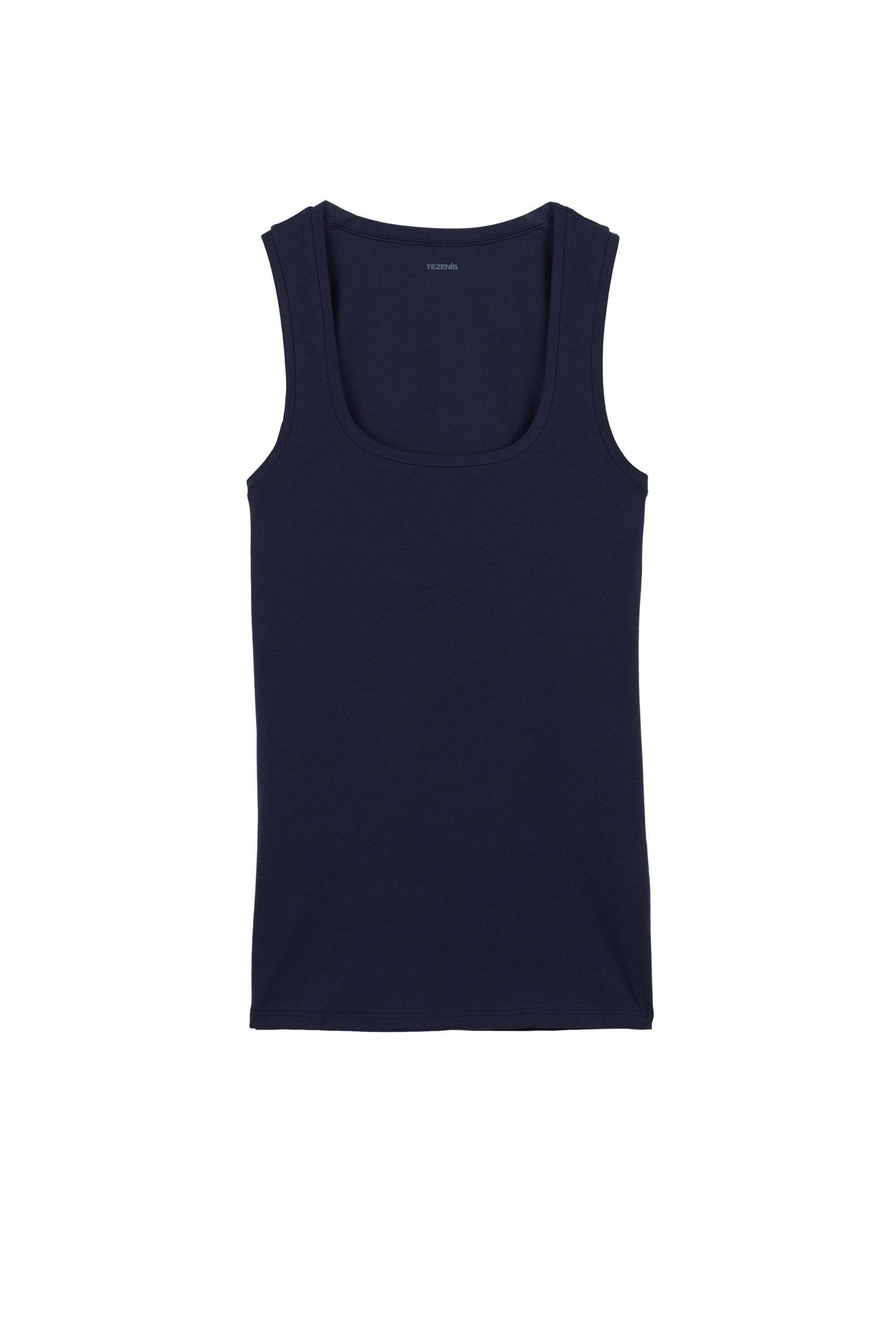 Navy U-Neck Cotton Tank Top, Absolute Blue, large image number 4