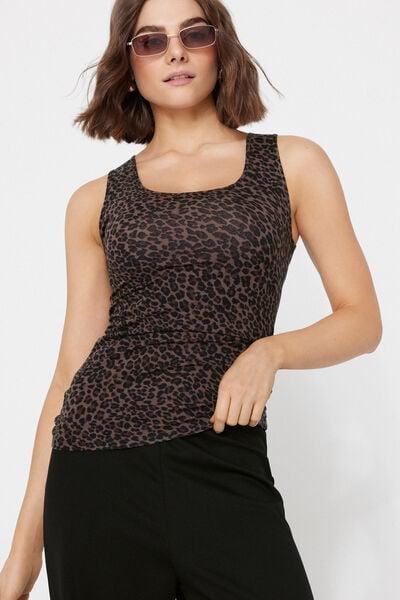 Multicolour Printed Padded Short Sports Thin Straps Top, 5701_219Z, large image number 1