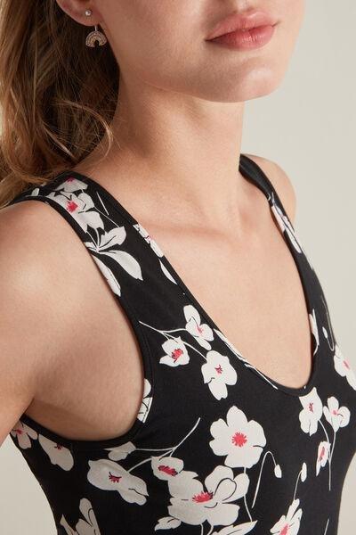 Black Rounded V-Neck Cotton Camisole, 5701_333U, large image number 3
