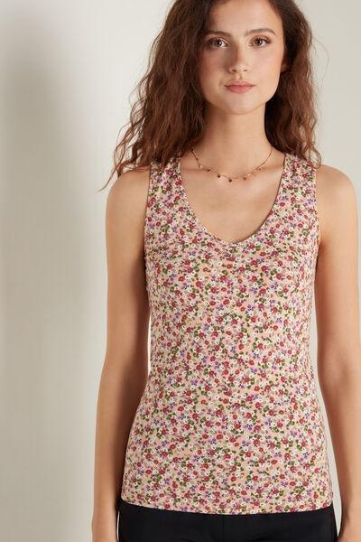 Multicoloured Rounded V-Neck Cotton Camisole, , large image number 0