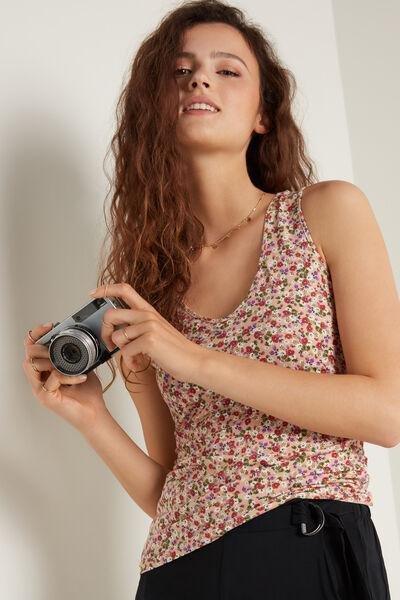 Multicoloured Rounded V-Neck Cotton Camisole, , large image number 1