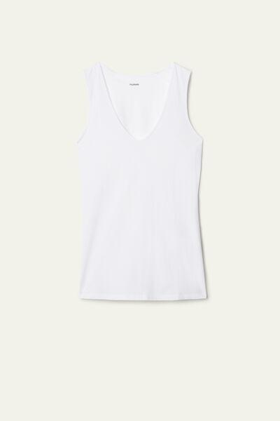 White Wide Shoulder V-Neck Camisole, , large image number 4