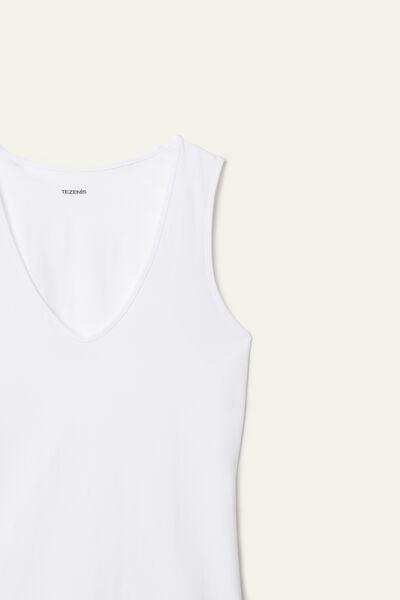 بروتيل قطني أبيض عريض ياقة على شكل حر" V ، للنساء, White, large image number 6