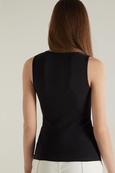 Black Wide Shoulder V-Neck Camisole, , large image number 2