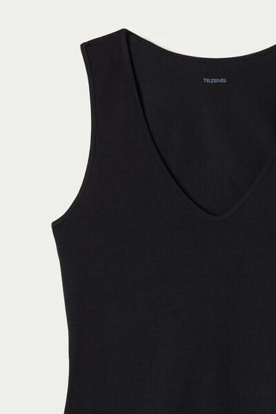 Black Wide Shoulder V-Neck Camisole, Black, large image number 6