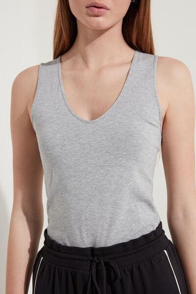 Tezenis - Grey Wide Shoulder V-Neck Cotton Camisole