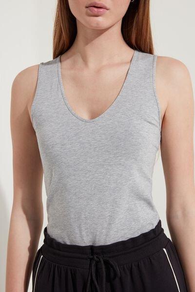 Tezenis - Grey Wide Shoulder V-Neck Cotton Camisole