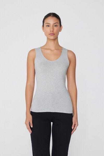 مزيج رمادي "اتح واسعة الكت"ين الخامس الرقبة بروتيل قطني ، للنساء, Light Grey Blend, large image number 5