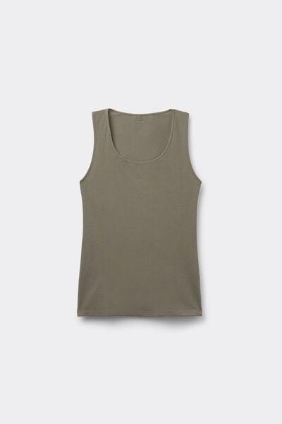Khaki Organic Cotton Wide Shoulder Straps Camisole, 5701_229Z, large image number 2