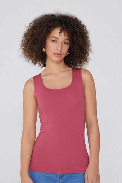 Pink Wide Straps Tank Top, , medium