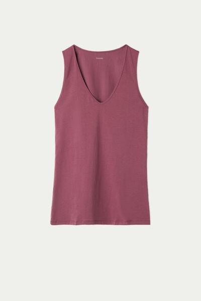 Brown Wide Shoulder V-Neck Cotton Camisole, , large image number 4