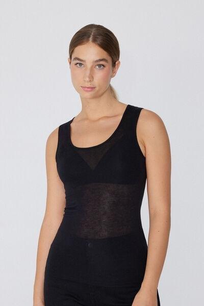 Black Round Neck Top, , large image number 0