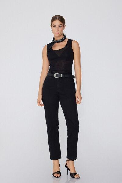 Black Round Neck Top, , large image number 1