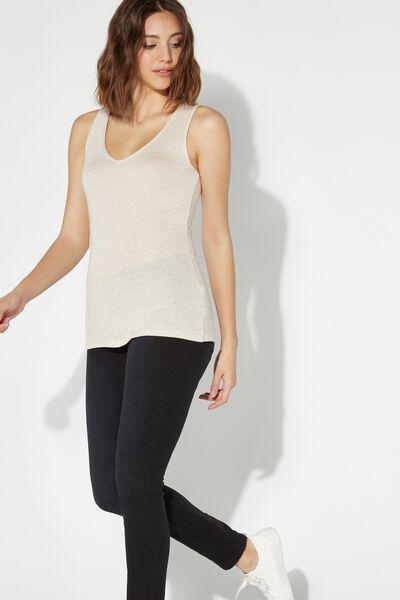 NATURAL BLEND V-Neck Camisole in Viscose and Merino Wool, , large image number 1