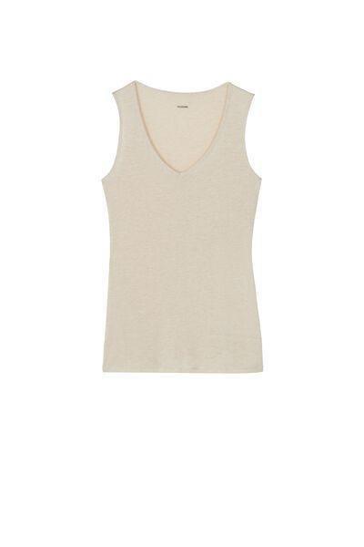 NATURAL BLEND V-Neck Camisole in Viscose and Merino Wool, , large image number 4