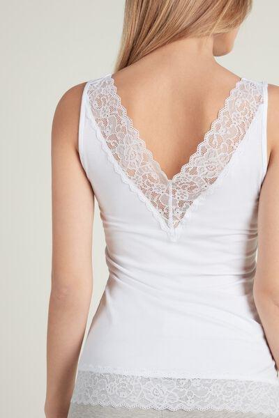 White Reversible V-Neck Lace Vest Top, , large image number 4