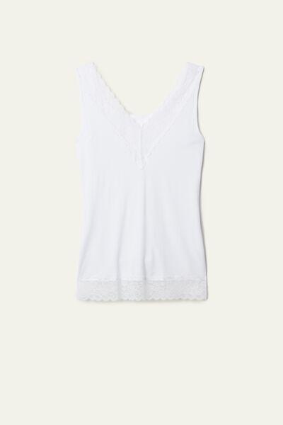 White Reversible V-Neck Lace Vest Top, , large image number 7