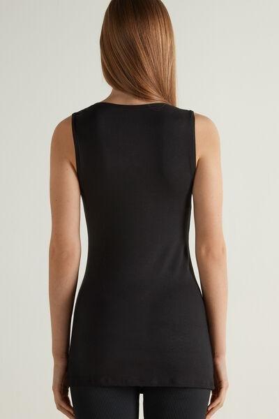 Black Long Recycled Viscose Camisole, , large image number 2