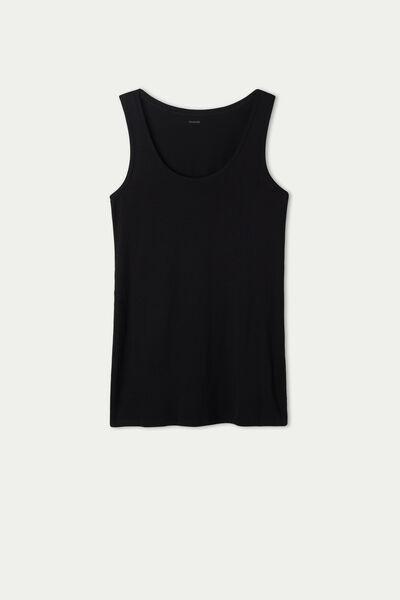 Black Long Recycled Viscose Camisole, , large image number 4