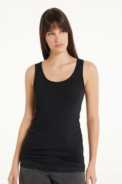 Tezenis - Black Long Wide Shoulder Strap Camisole