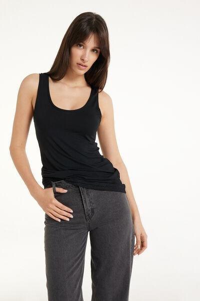 Tezenis - Black Long Wide Shoulder Strap Camisole