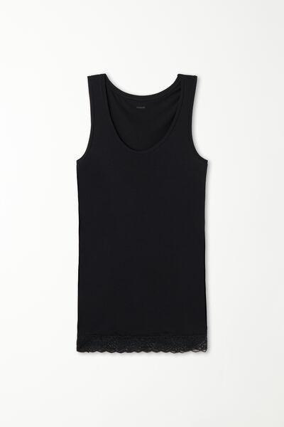 Tezenis - Black Long Wide Shoulder Strap Camisole