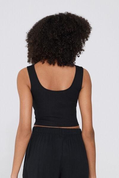 Black Ribbed Crop Top, , large image number 2
