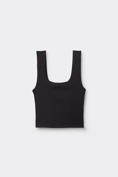 Black Ribbed Crop Top, , large image number 4