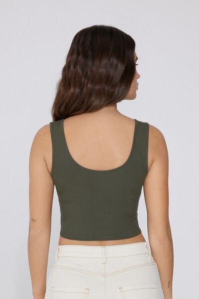 Green Ribbed Crop Top, , large image number 2