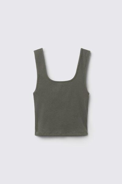 Green Ribbed Crop Top, , large image number 4