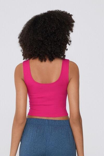 Pink Ribbed Crop Top, , large image number 2