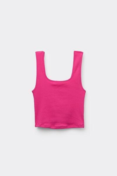 Pink Ribbed Crop Top, , large image number 4