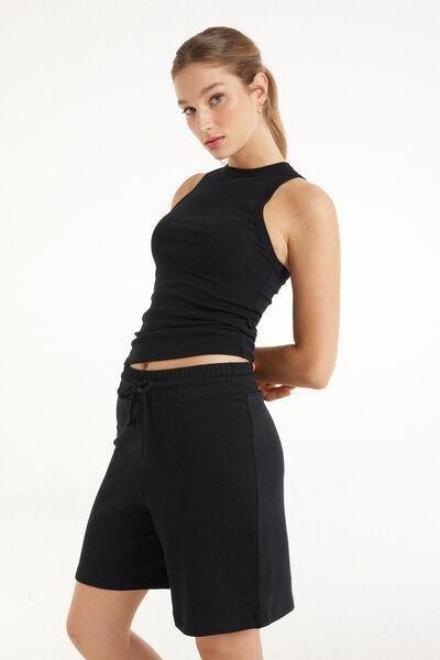 Black Ribbed Racer Back Tank Top, , large image number 1