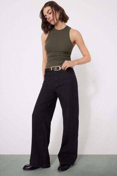 Green Ribbed 100% Cotton Racer Back Camisole, 5701_226Z, medium