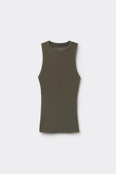 Green Ribbed 100% Cotton Racer Back Camisole, 5701_226Z, large image number 4