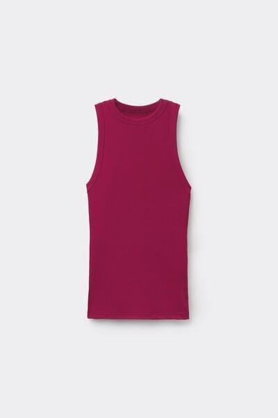 Red Ribbed Cotton Racer Back Camisole, 5701_343Z, large image number 4