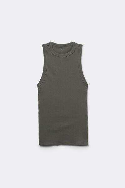 Green Ribbed Racer Back Camisole, , large image number 4