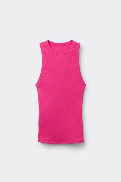 Pink Ribbed Racer Back Camisole, , large image number 4